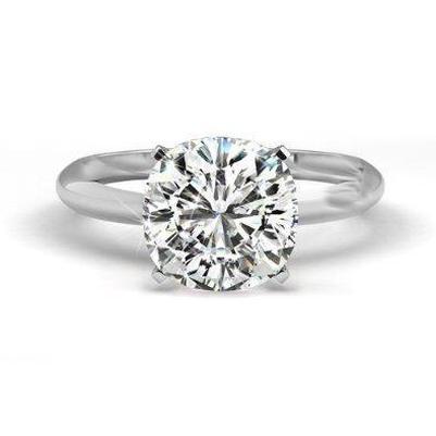 Solitaire Grande Fede Nuziale Con Naturale Diamante Taglio Cuscino Da 3 Carati Oro Bianco