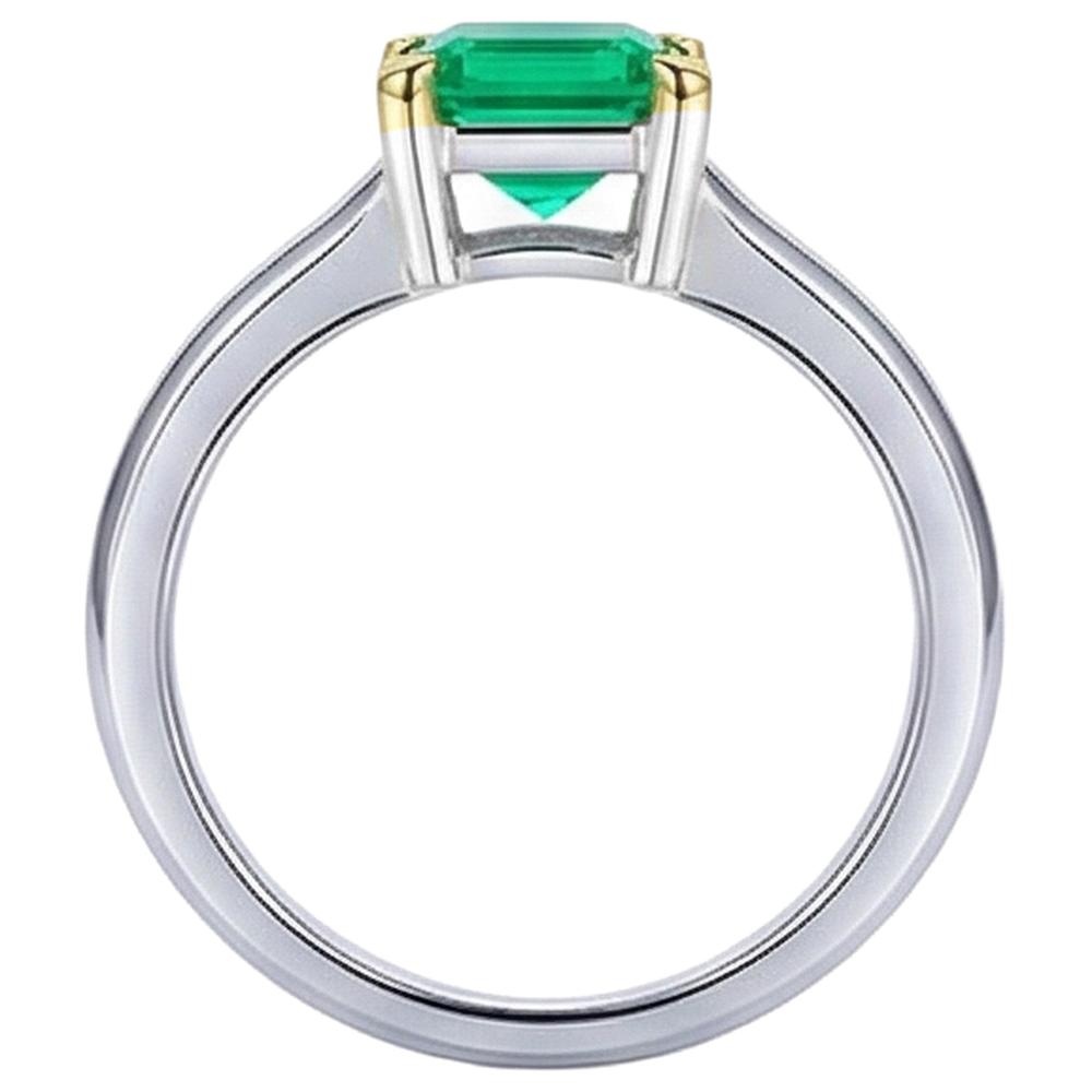 Anello con Pietra Preziosa Oro 14 Carati Bicolore con Smeraldo – vista profilo