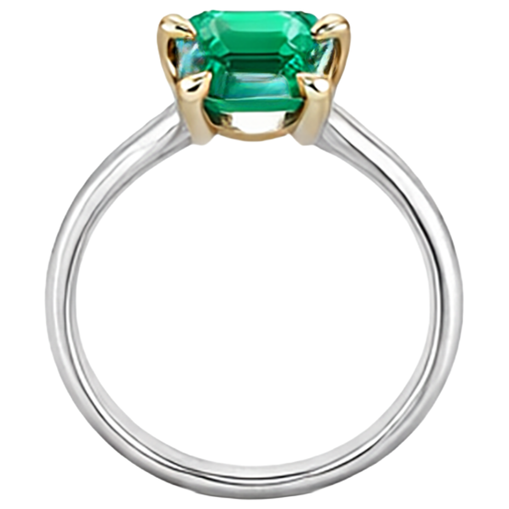 Smeraldo Fine Taglio Smeraldo Anello con Gemma in Oro Bicolore 14K – vista dall'alto
