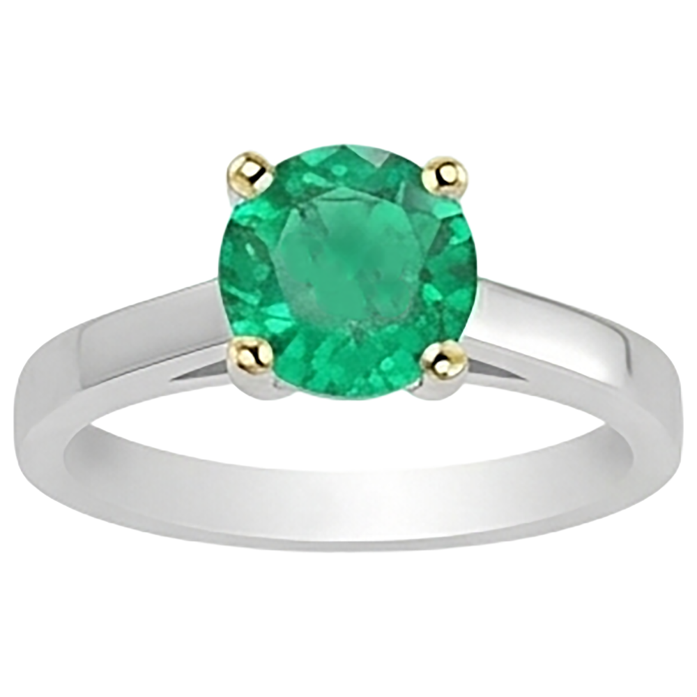Anello con Pietra Preziosa Oro 14 Carati Bicolore con Smeraldo – vista frontale