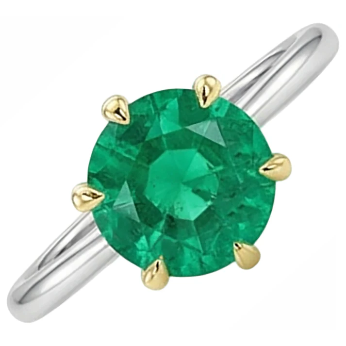 Smeraldo Colombiano Anello con Pietra Preziosa 2,50-carati Oro Due Toni 14K – vista angolare