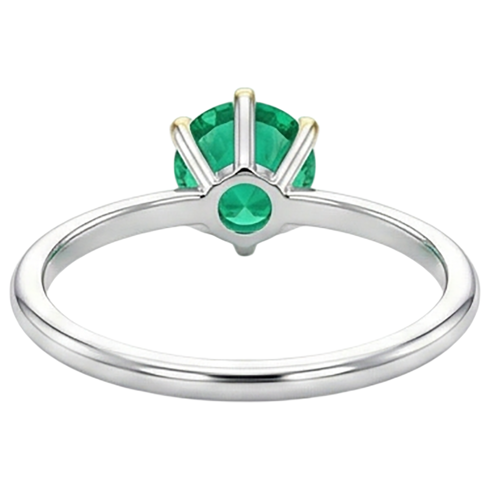 Smeraldo Colombiano Taglio Rotondo Anello con Pietra Preziosa in Oro Due Toni 14K – vista dall'alto