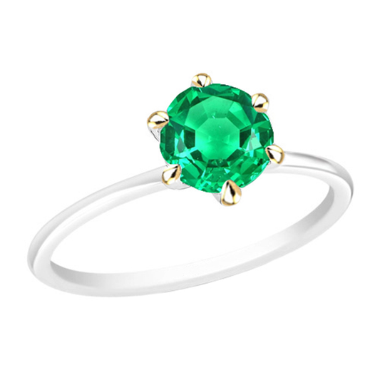 Smeraldo Colombiano Anello con Pietra Preziosa 2,50 carati Oro Due Toni 14K – vista principale
