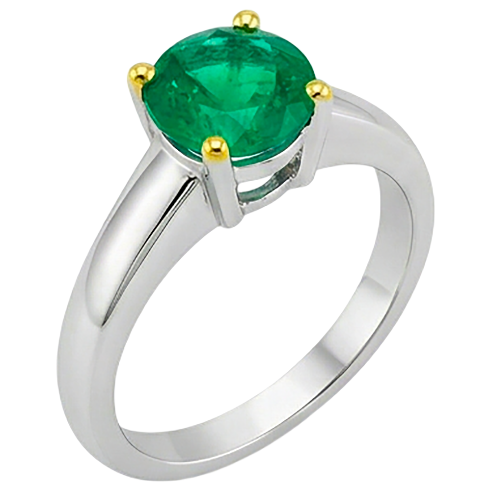 Smeraldo Fine Anello Pietra Colorata 2-carati Oro 14 Carati Bicolore – vista profilo