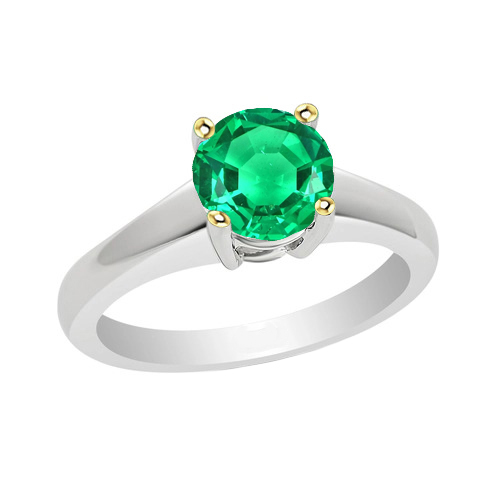 Anello Pietra Colorata Oro 14 Carati Bicolore con Smeraldo Fine – vista principale