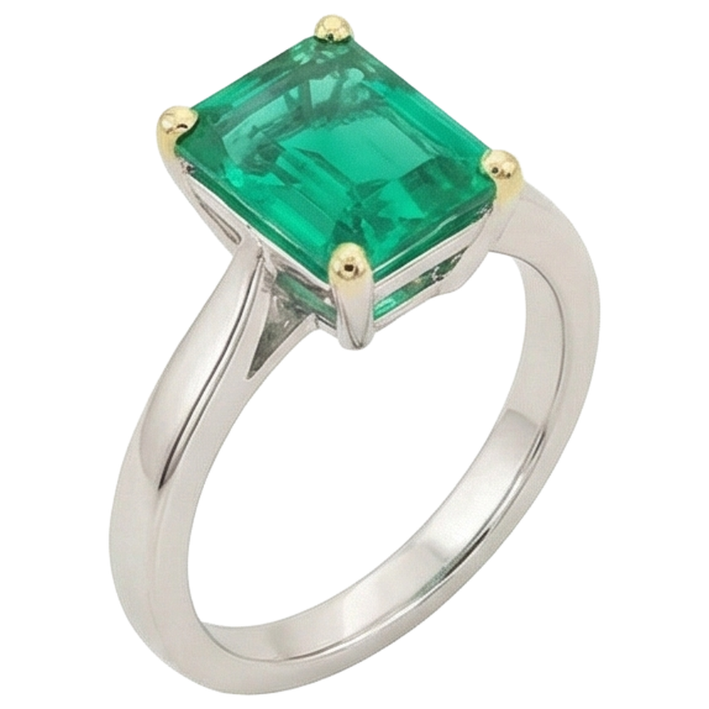 Elegante Smeraldo Fine Anello con Gemma 2,50 carati – vista angolare