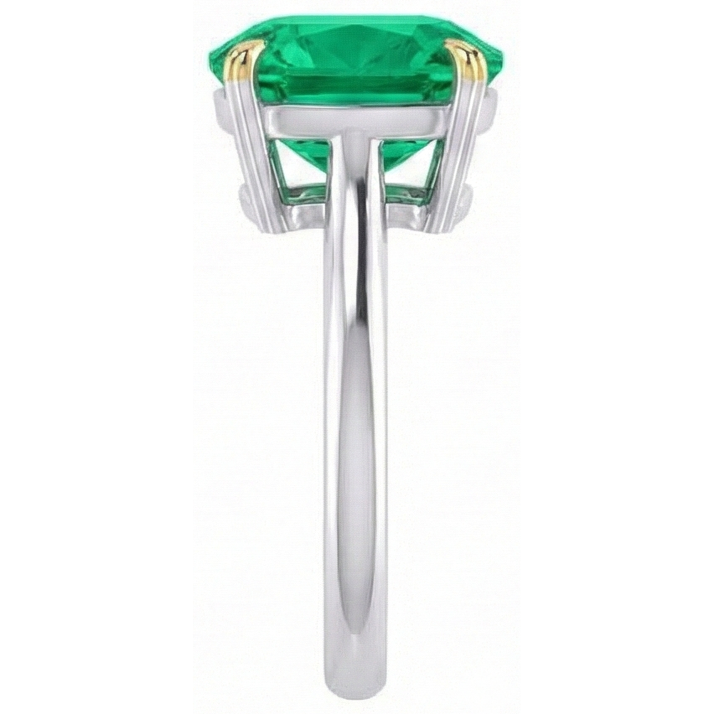Smeraldo Colombiano Anello con Pietra Preziosa 3,50-carati Oro Bicolore 14K – vista profilo