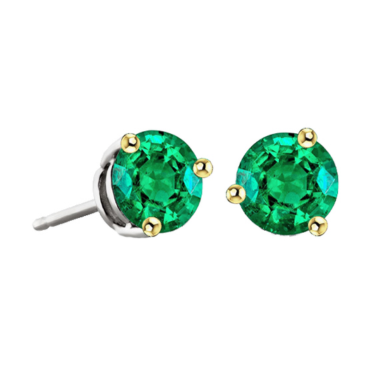 Taglio Rotondo Smeraldo Fine anello in Oro 14 Carati Bicolore – vista principale