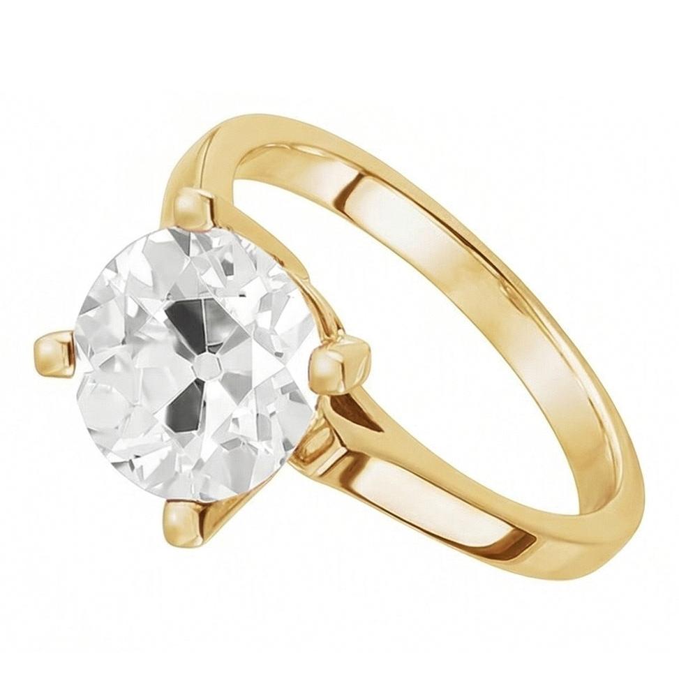 Solitario di Fidanzamento Oro 14 Carati Giallo con Diamante – vista laterale