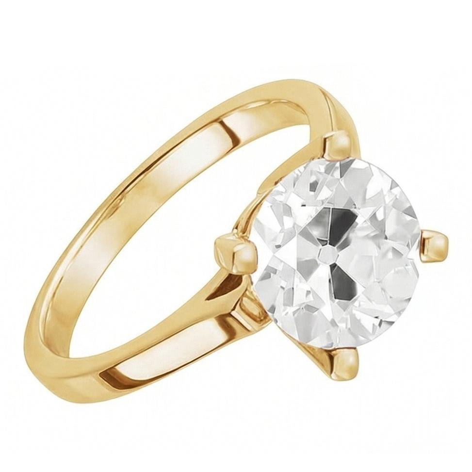 Diamante Solitario di Fidanzamento 4-carati Oro 14 Carati Giallo – vista angolare