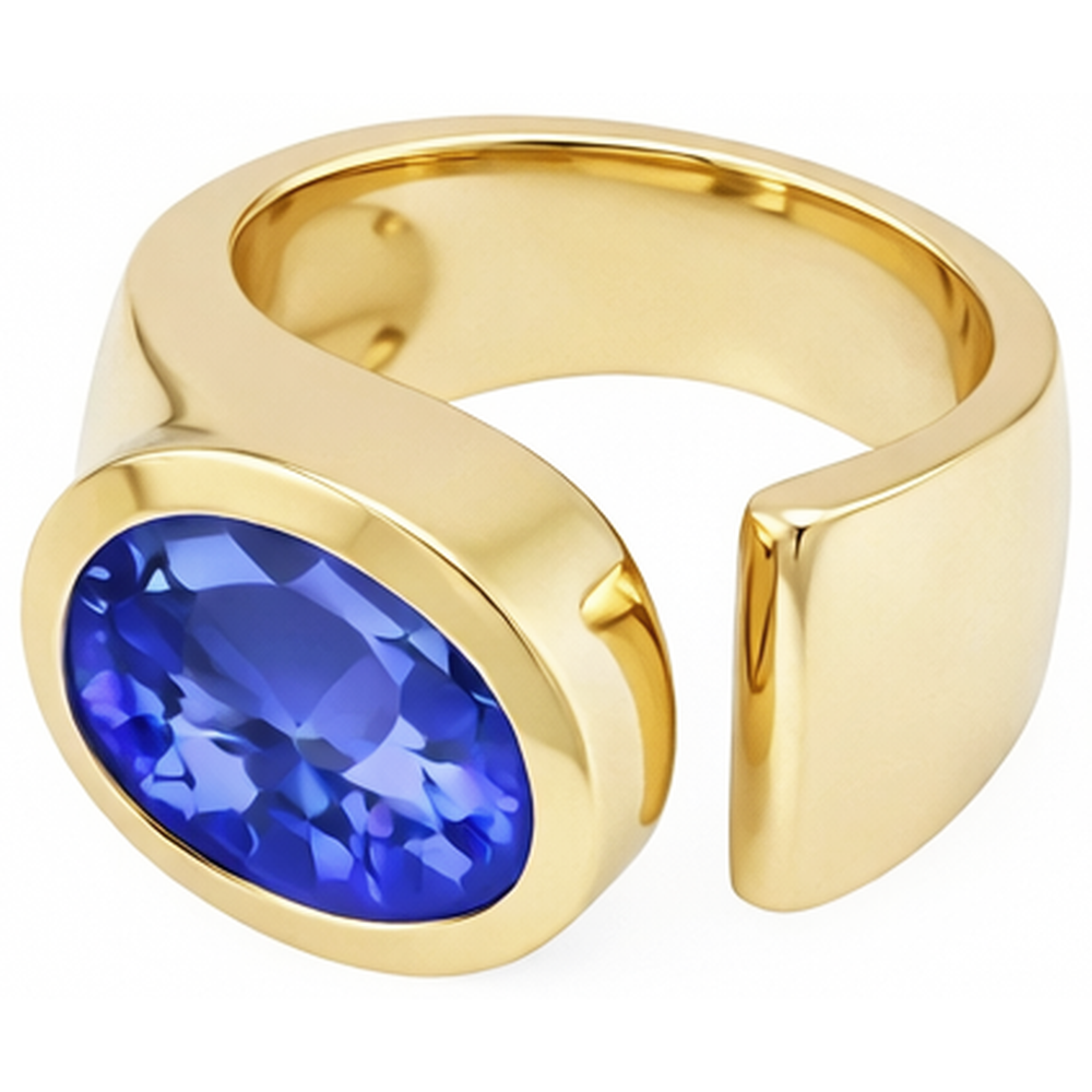 Solitaire Oval Tanzanite 2 Carat Ring Gioielleria con pietre preziose