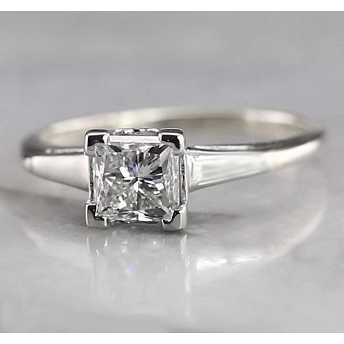 Solitaire Radiant Anello Di Fidanzamento Con Genuino Diamante 1 Carato In Oro Bianco 14K