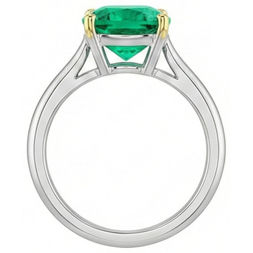 Smeraldo Fine Anello Pietra Colorata 3,50 carati Oro Bicolore 14K – vista posteriore