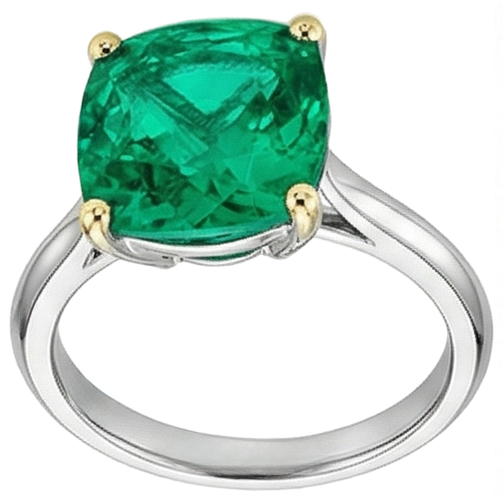 Smeraldo Fine Anello Pietra Colorata 3,50 carati Oro Bicolore 14K – vista profilo