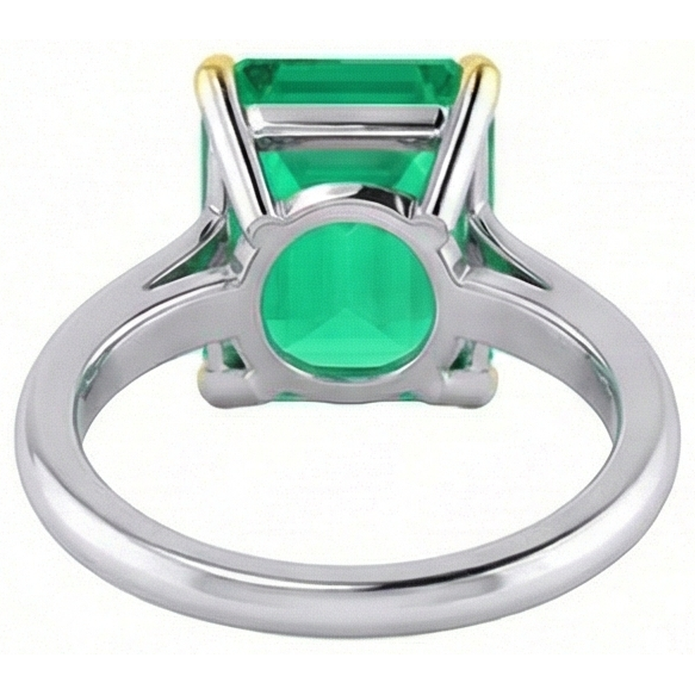 Smeraldo Fine Taglio a Gradini Anello Pietra Colorata in Oro Due Toni 14K – vista dall'alto