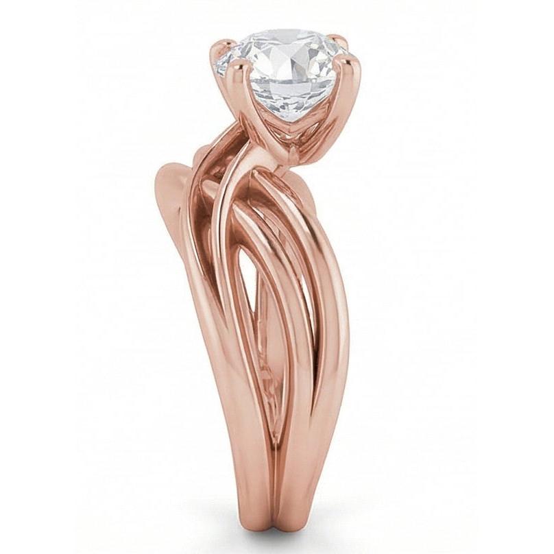 Diamante Anello Monopietra 2-carati Oro 14 Carati Rosa – vista angolare