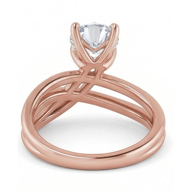Anello Monopietra Oro 14 Carati Rosa con Diamante – vista profilo