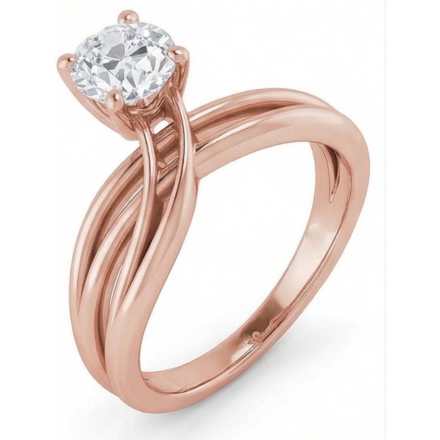 Anello Monopietra Oro 14 Carati Rosa con Diamante – vista dall'alto