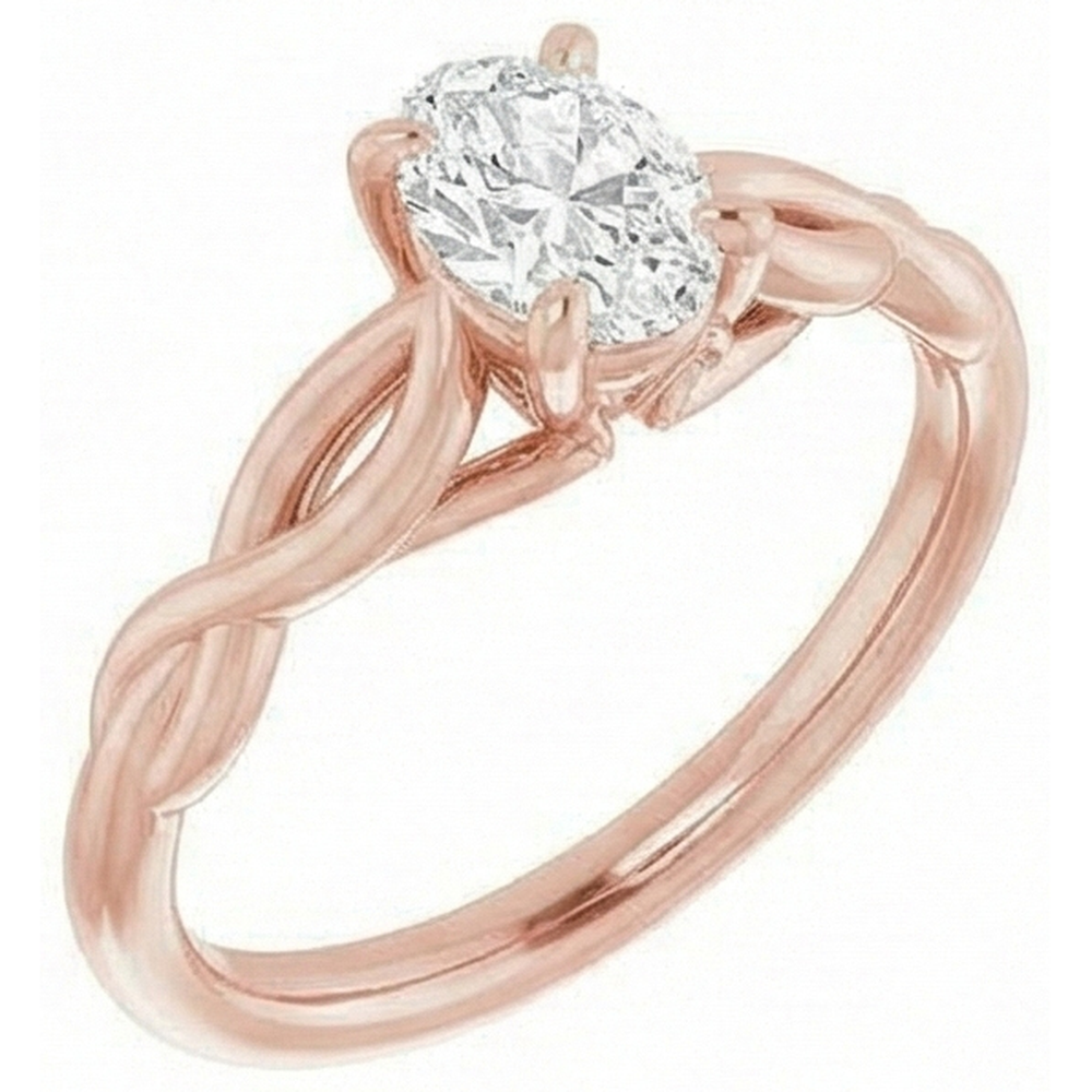 Diamante Fine Anello Solitario 2,15 carati Oro 14 Carati Rosa – vista frontale