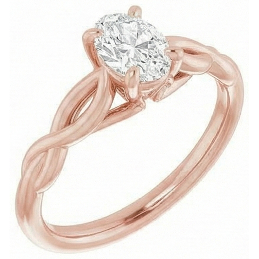 Diamante Fine Anello Solitario 2,15 carati Oro 14 Carati Rosa – vista frontale