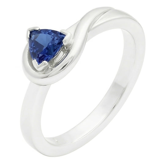 Solitaire Trillion V Prong Blue Sapphire Ring 0,50 carati di diamanti con oro bianco 14K