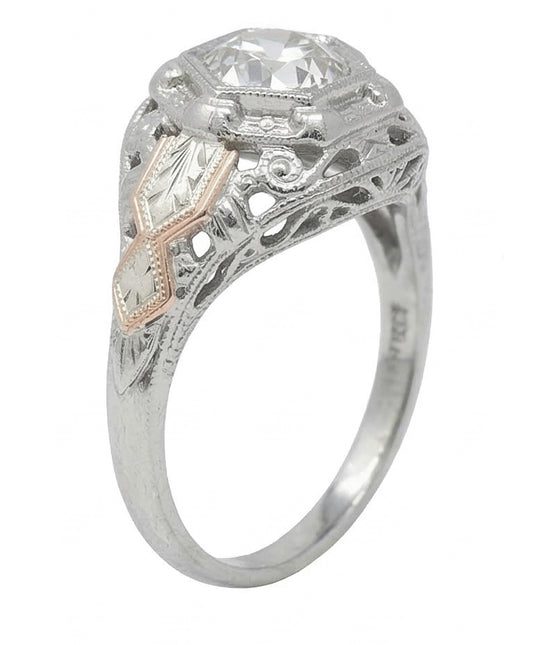 Solitaire Vecchio Taglio Genuino Diamante Naturale Autentico ( non creato in laboratorio ) Fancy Ring Bezel Antique Style 2 Carati
