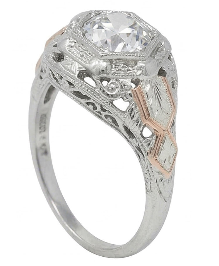 Solitaire Vecchio Taglio Genuino Diamante Naturale Autentico ( non creato in laboratorio ) Fancy Ring Bezel Antique Style 2 Carati