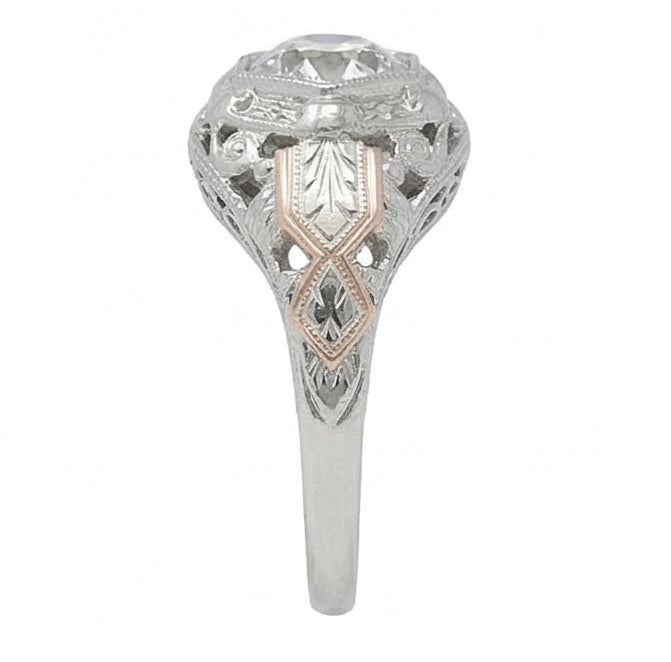 Solitaire Vecchio Taglio Genuino Diamante Naturale Autentico ( non creato in laboratorio ) Fancy Ring Bezel Antique Style 2 Carati