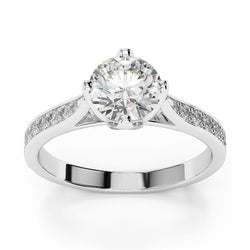 Solitaire With Accent Sparkling 2.85 Carats Naturale Diamonds Ring White Gold