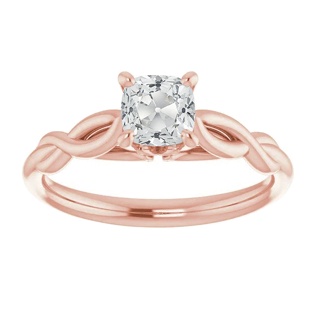 Anello Monopietra Oro Rosa 14K con Diamante Fine – vista principale