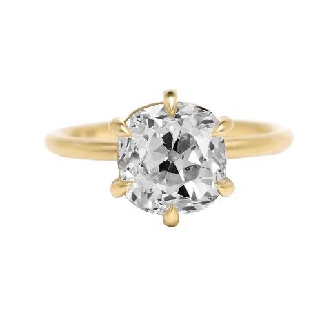 Solitaire Cushion Old Mine Cut Genuino Diamond Ring 3.50 Carati Gioielli Da Donna