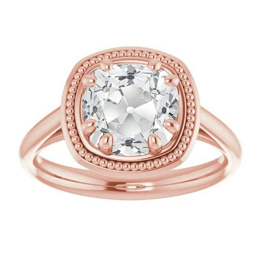 Solitaire Cushion Vecchio Minatore Vero Diamante Ring 8 Prong Set 4,50 Carati
