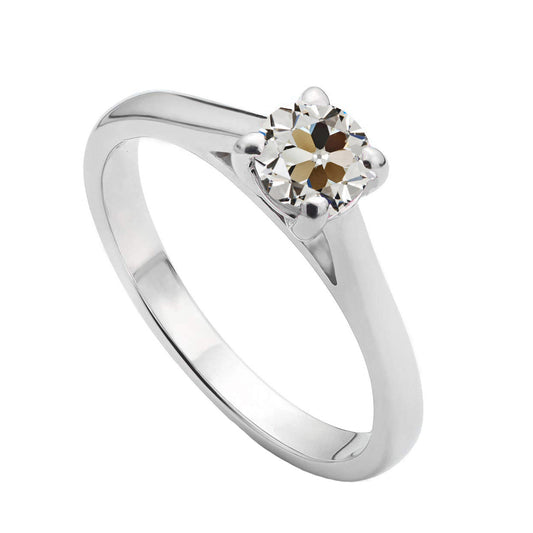 Taglio Old Mine Diamante Fine anello in Oro Bianco 14K – vista principale