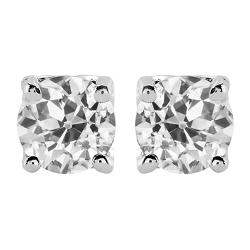 Diamante Fine Cuscino Antico Orecchini in Oro 14 Carati Bianco – vista principale