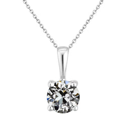Diamante Fine Collana Pendente 2 carati – Oro Bianco 14K