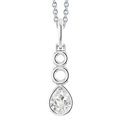 Oro 14 Carati Bianco Incassato a Bezel Brillante Pendente a