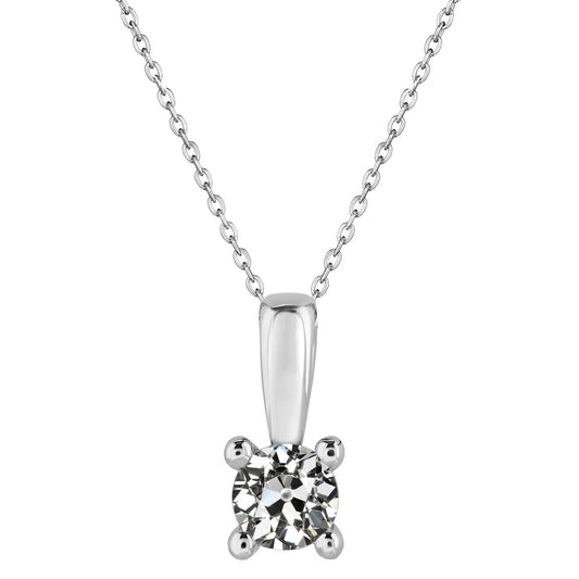Diamante Fine Cuscino Antico Pendente a Goccia in Oro Bianco 14K – vista principale