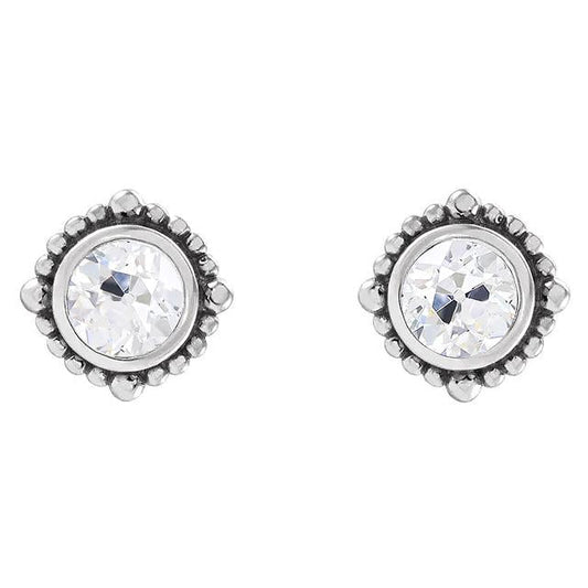 Solitaire Genuino Diamante Studs Il Giro Vecchio Minatore Set Di Castoni Push-Back Da 3 Carati