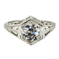 Solitaire Old Mine Cut Vero Diamante Ring Filigrana Stile Vintage 3 Carati