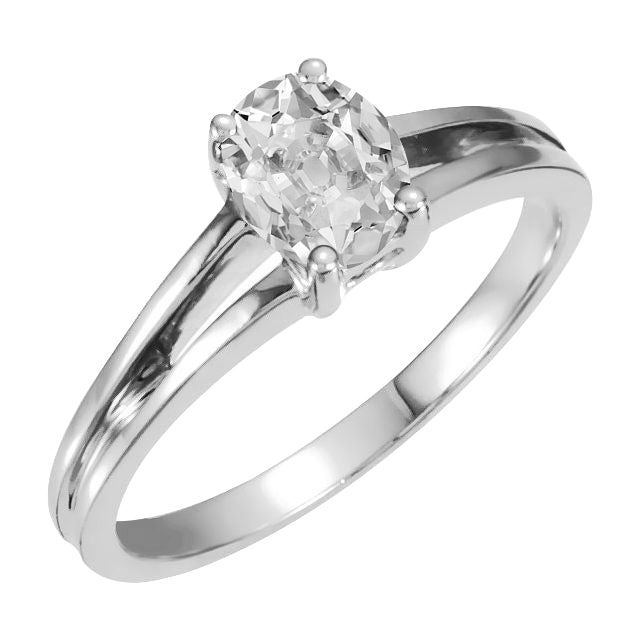 Taglio Old Mine Diamante Fine anello in Oro Bianco 14K – vista principale