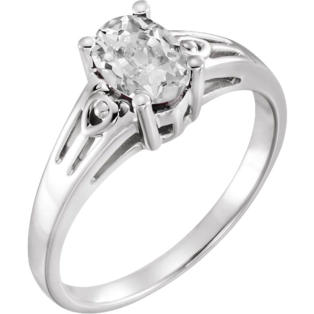 Diamante Fine Taglio Old Mine Anello Monopietra in Oro Bianco 14K – vista principale