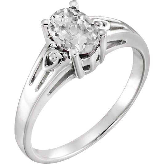 Diamante Fine Taglio Old Mine Anello Monopietra in Oro Bianco 14K – vista principale