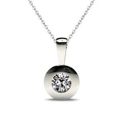 1 carati Brillante Collana Pendente in Oro Bianco 14K