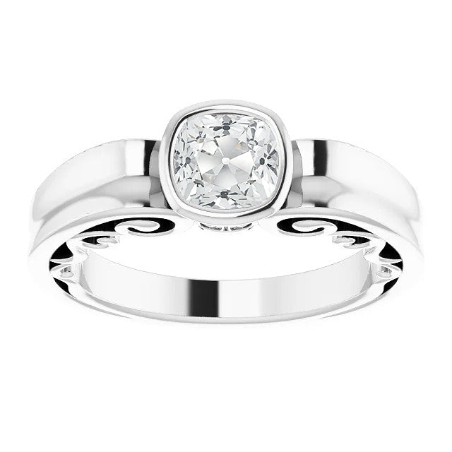 Taglio Cushion Diamante Fine anello in Oro Bianco 14K – vista principale
