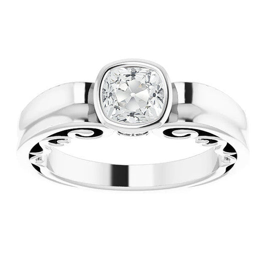 Taglio Cushion Diamante Fine anello in Oro Bianco 14K – vista principale