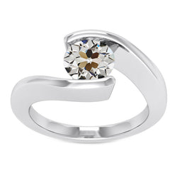 Oro Bianco 14K Taglio Europeo Antico Diamante Solitario di