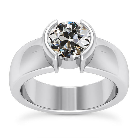 Solitario di Fidanzamento Oro Bianco 14K con Diamante Fine – vista principale