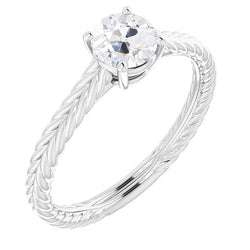 Taglio Old Mine Diamante Anello Solitario in Oro 14 Carati