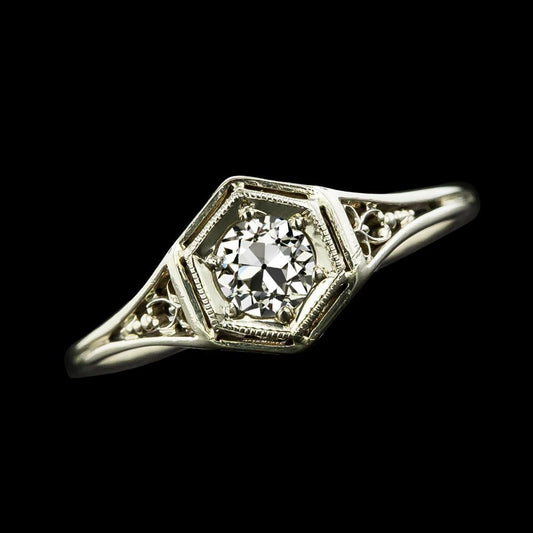 Solitaire Round Old Miner Vero Diamond Ring Antique Style Gioielli In Oro Da 1 Carato