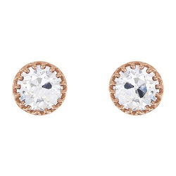 Oro Rosa 14K Diamante Orecchini – 4-carati Taglio Old Mine